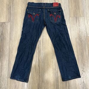 Men's Jeans Rare Pepe London Embroidered Full Art Size 40x34 Y2K Blue Denim 90's